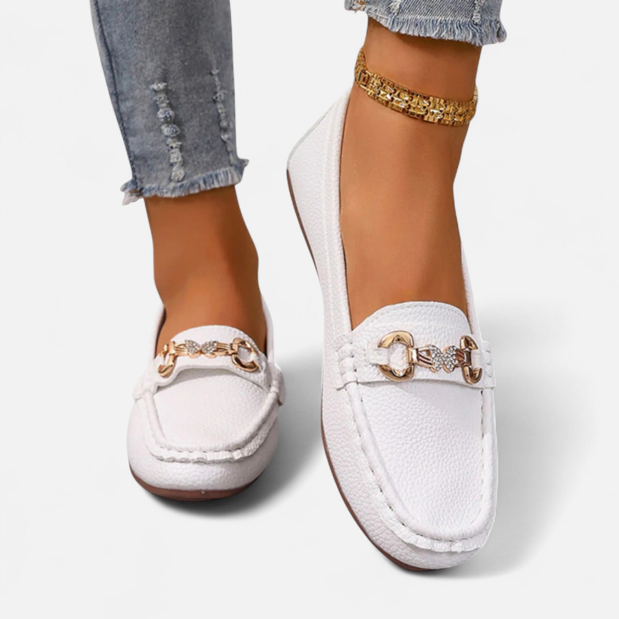 Veloire | Mocassins Femme – Élégance Métallique Raffinée