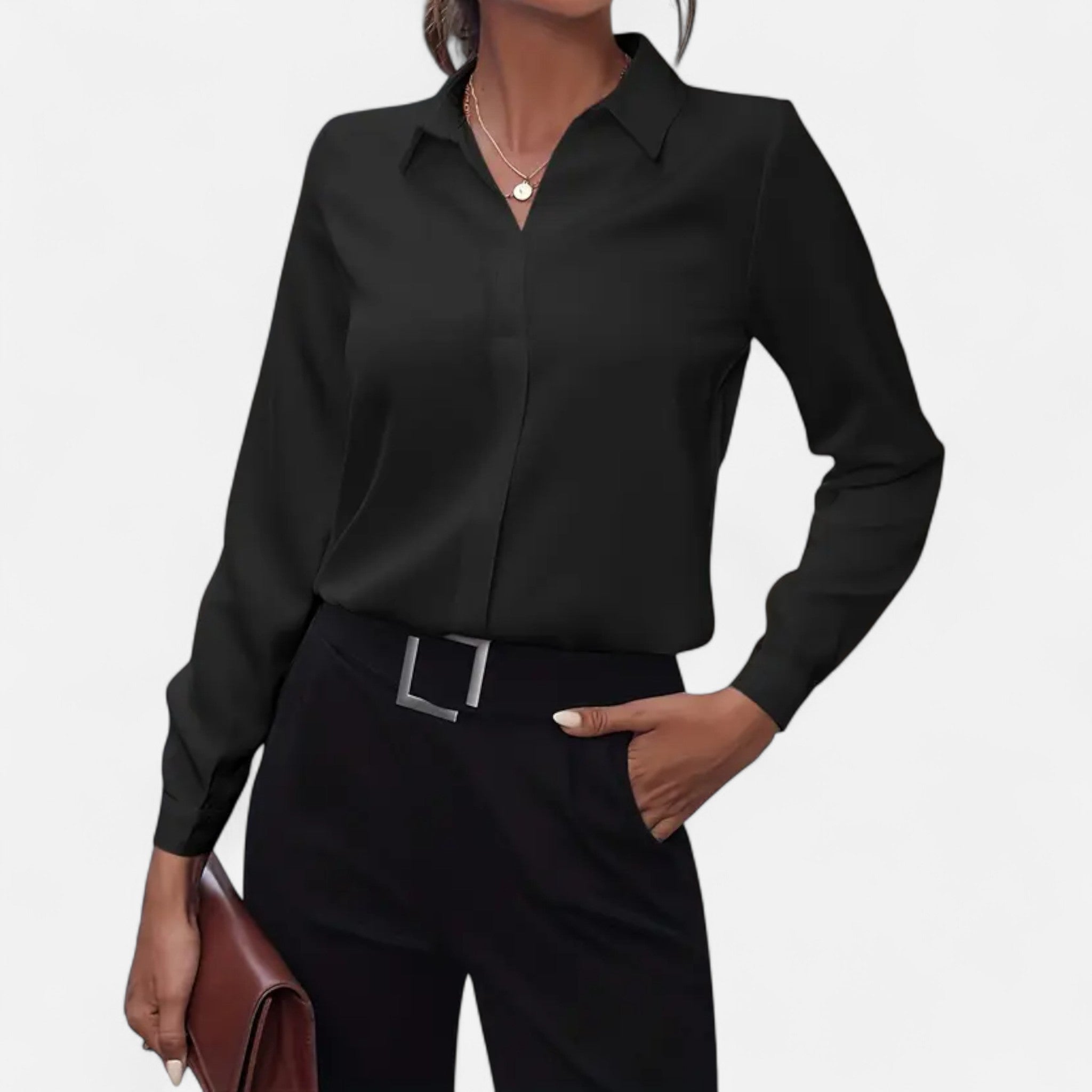 Veloire | Blouse Femme – Élégance à Col V Boutonné