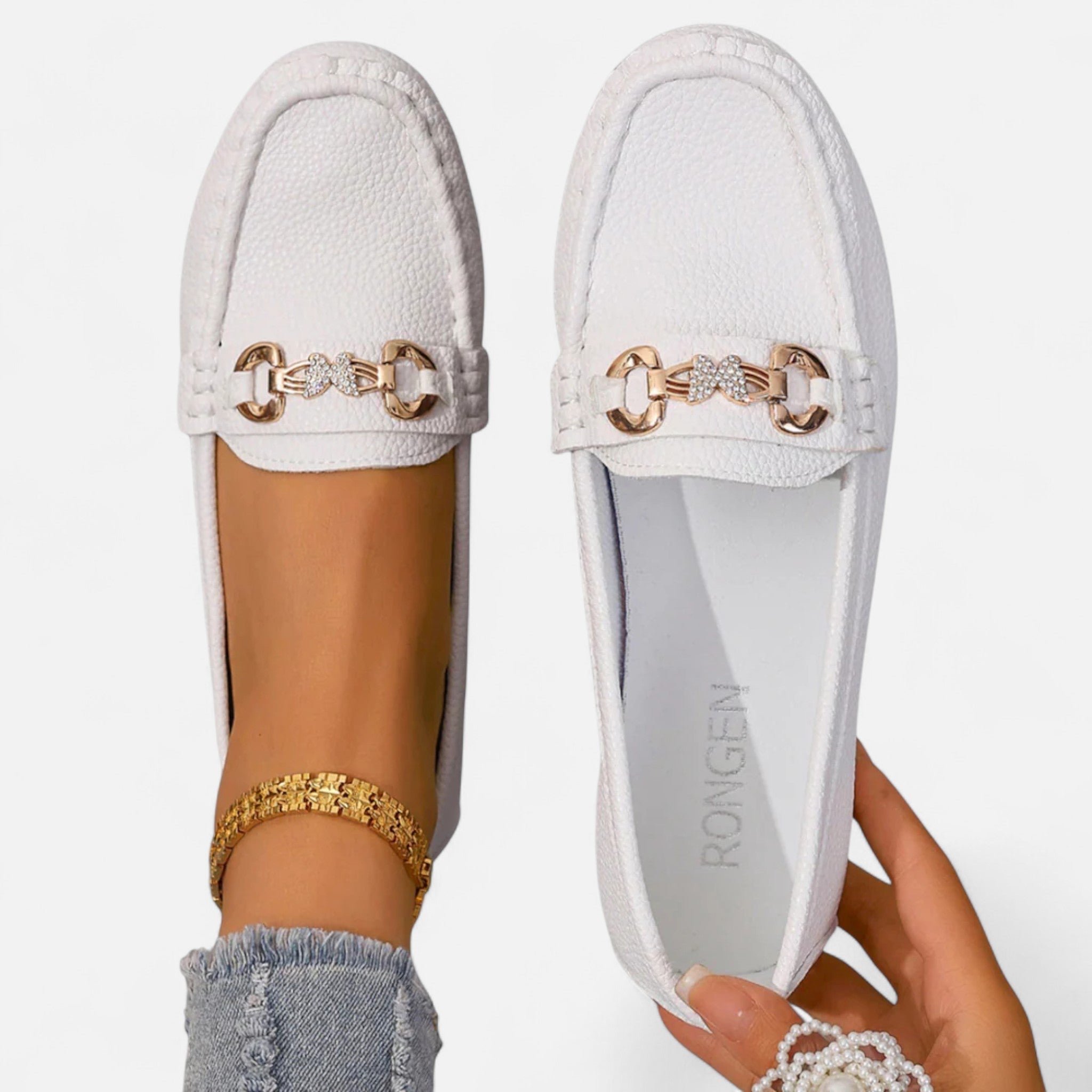 Veloire | Mocassins Femme – Élégance Métallique Raffinée