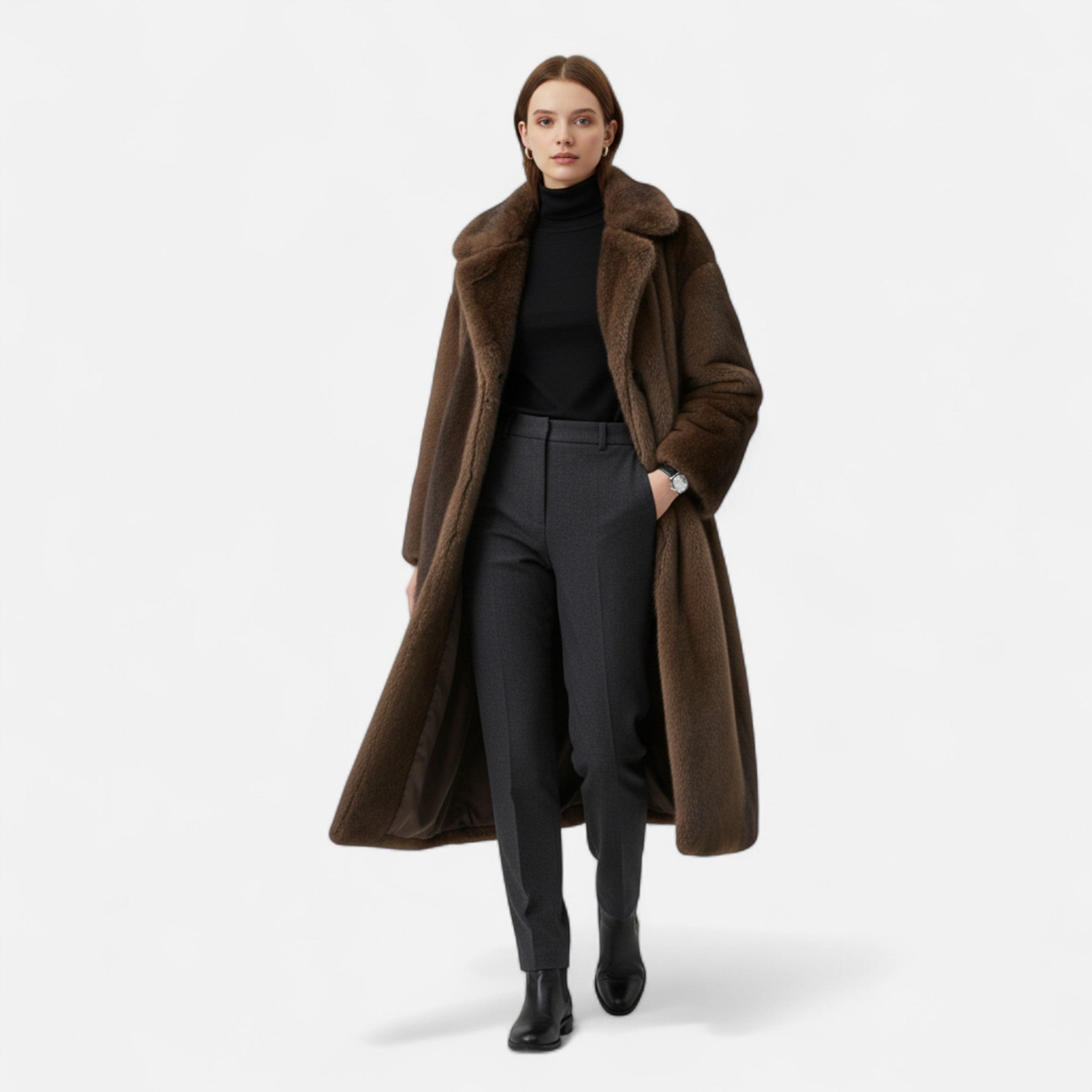 Veloire | Trench Long en Fourrure Synthétique Femme – Élégance Héritage
