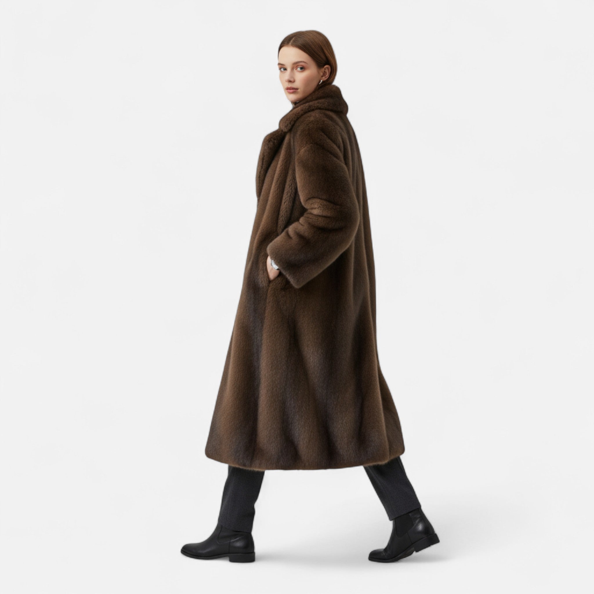 Veloire | Trench Long en Fourrure Synthétique Femme – Élégance Héritage