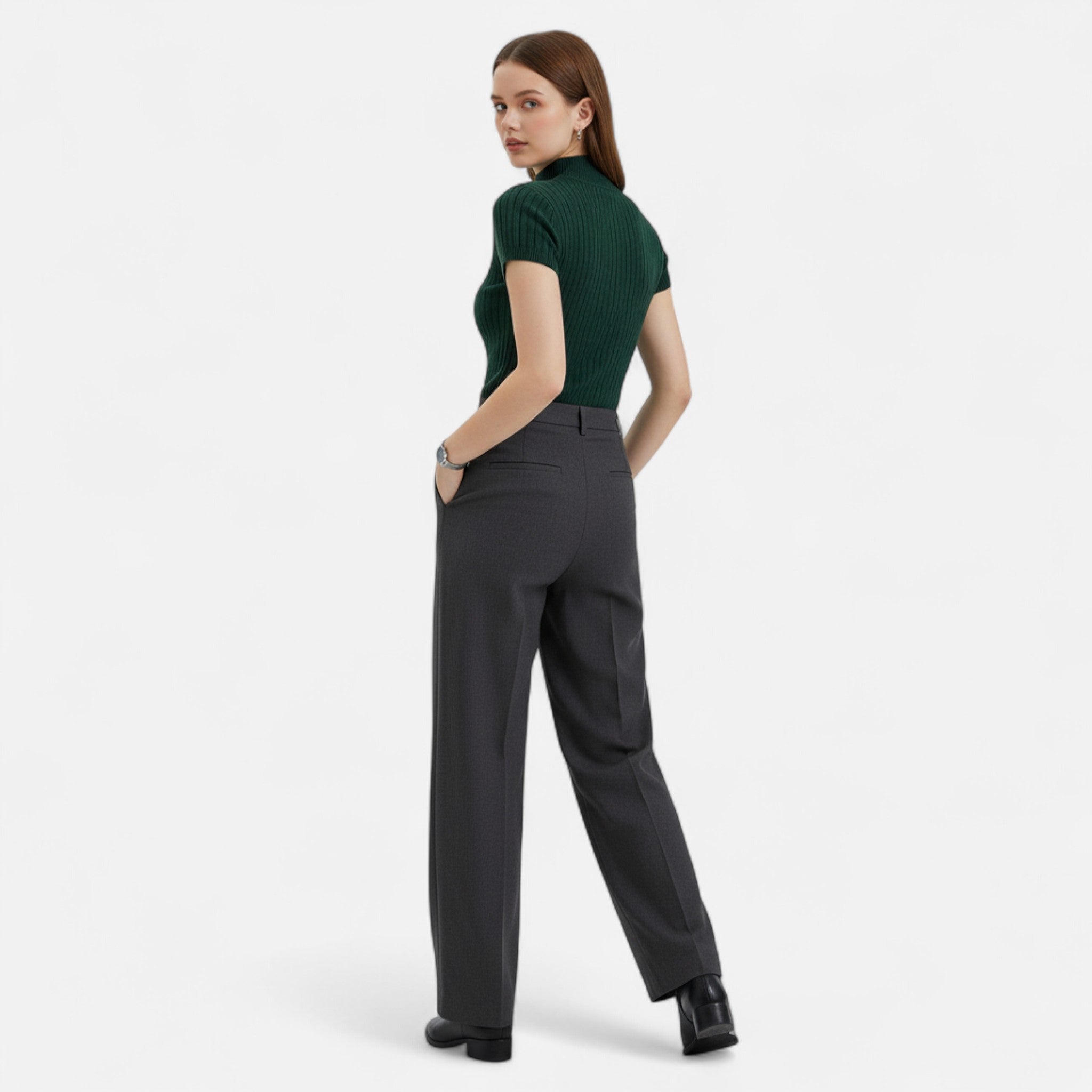 Veloire | Blouse Tricotée Femme – Élégance à Col Roulé Manches Courtes