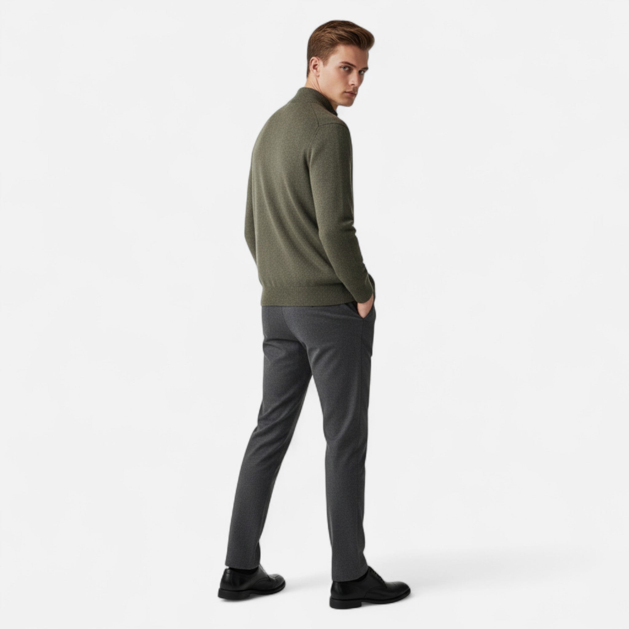 Veloire | Cardigan Homme – Élégance Zippée en Laine Mérinos