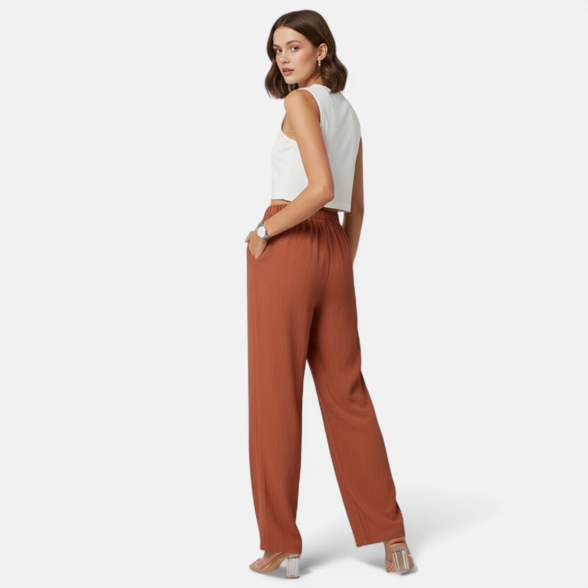 Veloire | Pantalon Femme à Jambe Droite – Style Taille Haute Intemporel