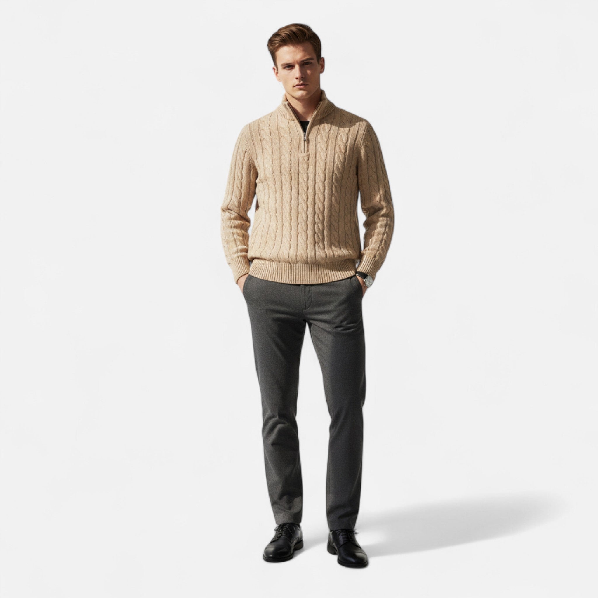 Veloire | Pull Homme Old Money – Classique Intemporel à Demi-Fermeture Éclair