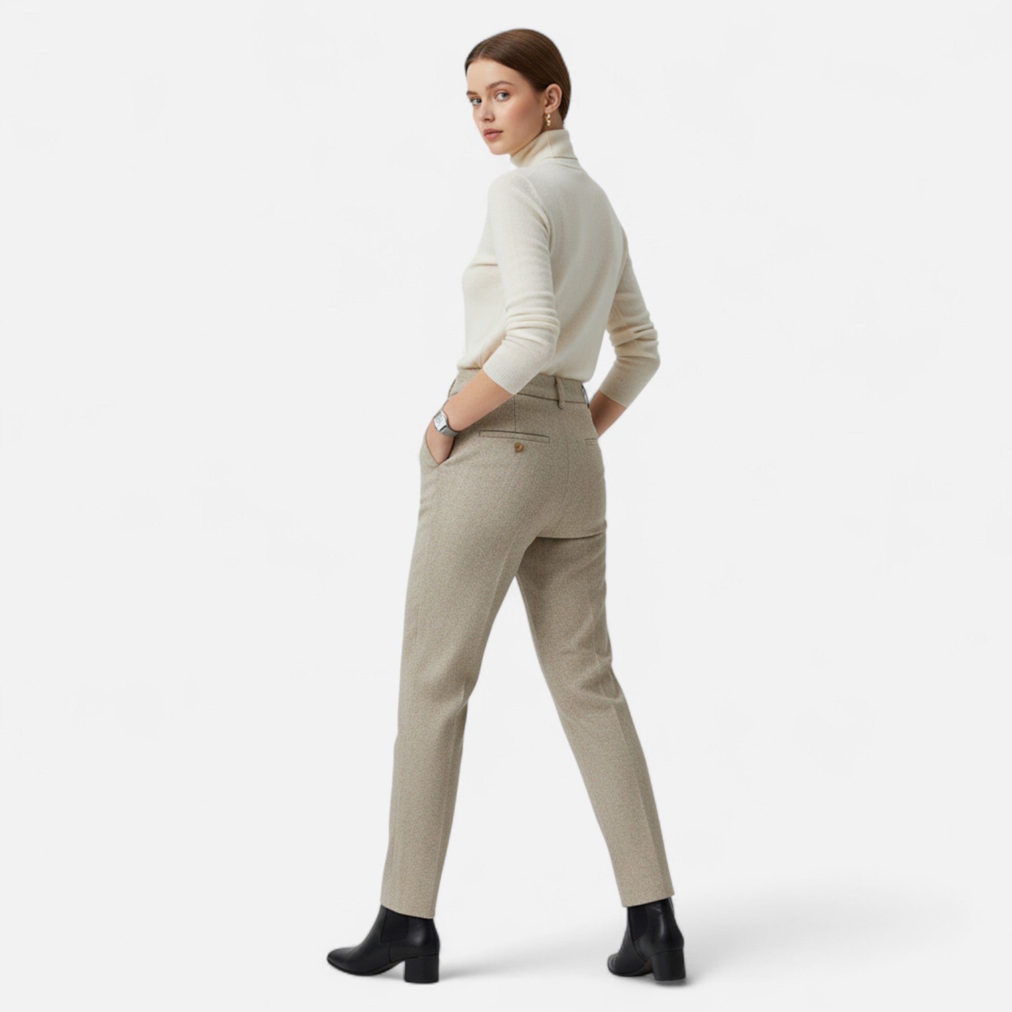 Veloire | Pantalon Crayon en Laine Femme – Élégance Taille Haute