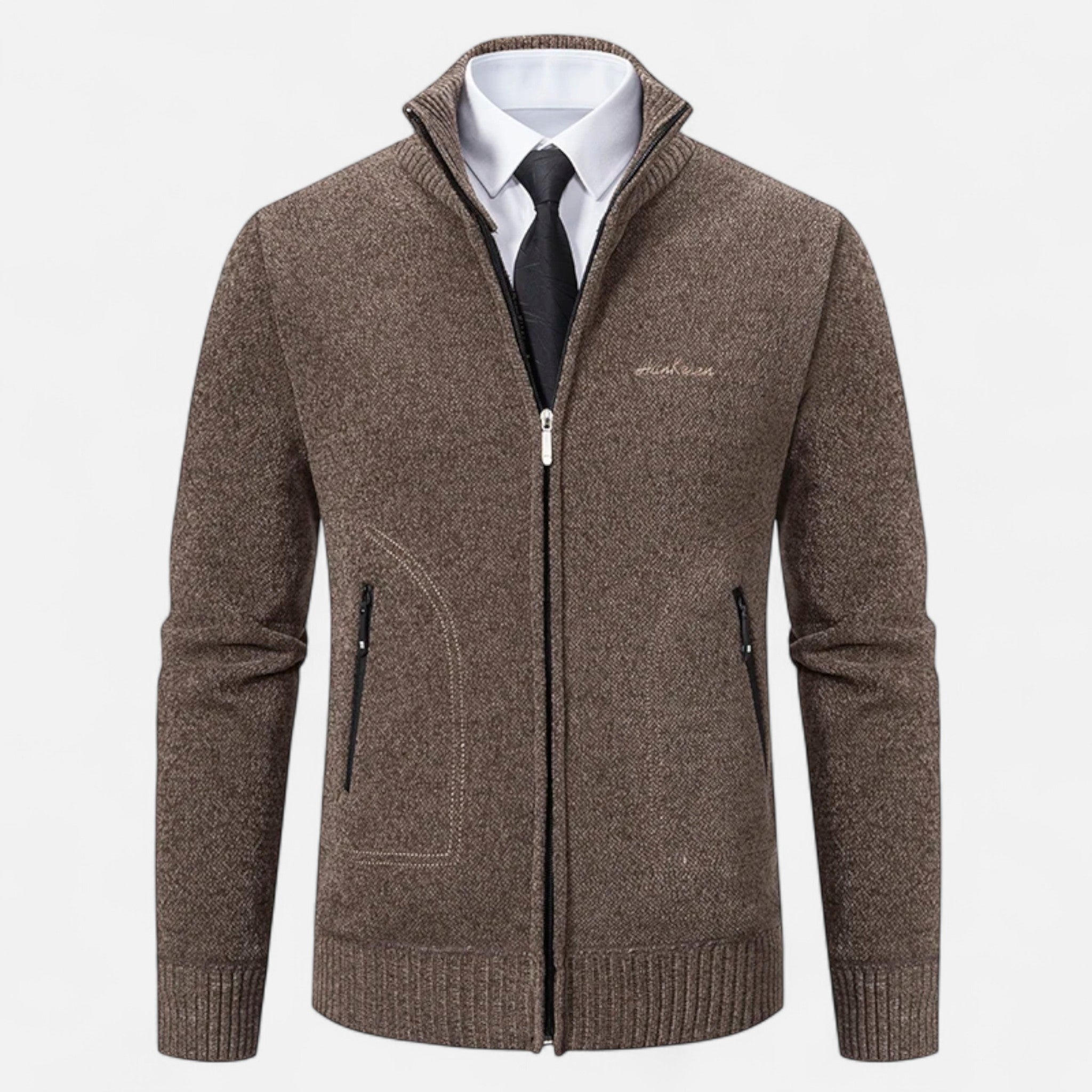Veloire | Cardigan en Maille Homme – Élégance Raffinée à Col Montant