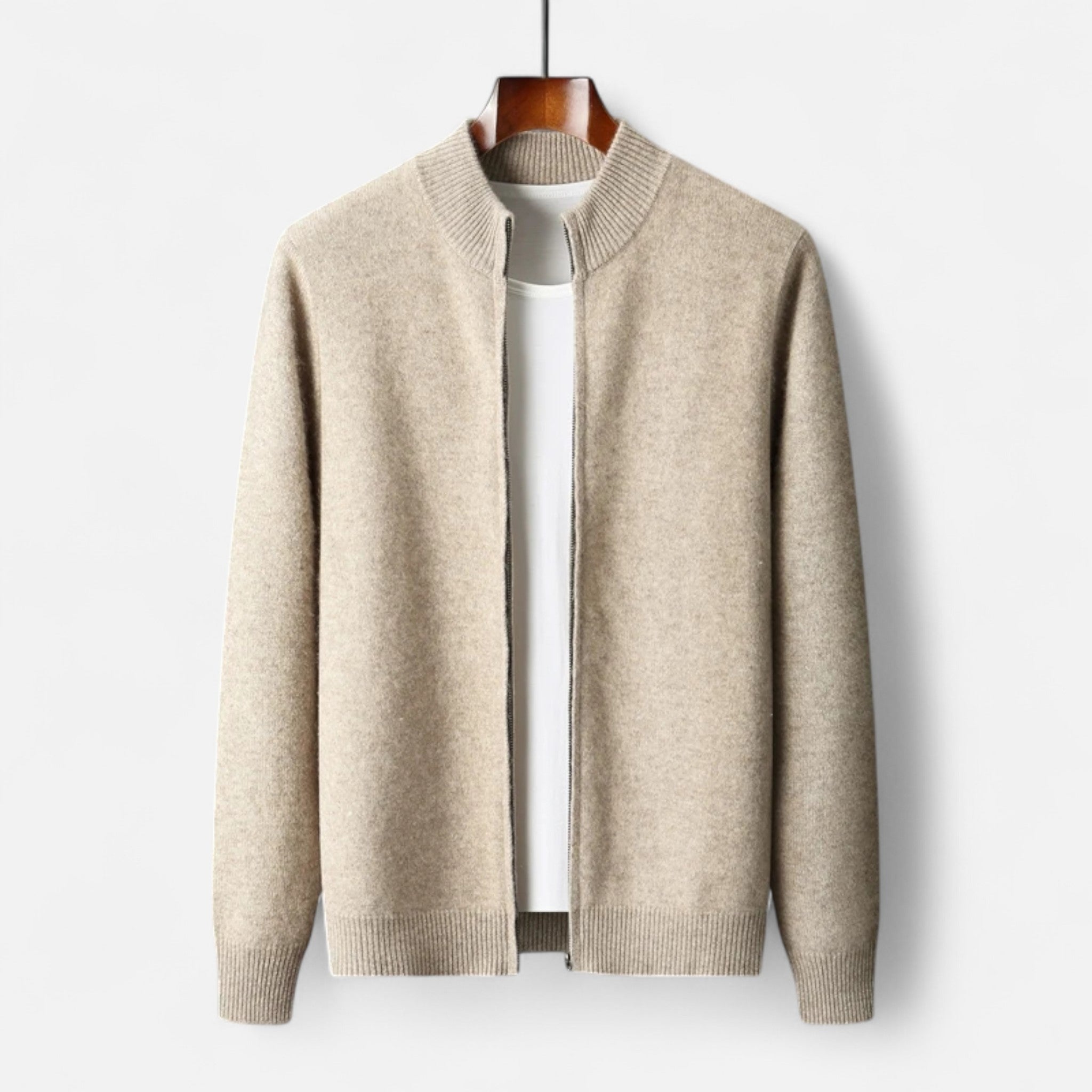 Veloire | Cardigan Homme – Élégance Zippée en Laine Mérinos