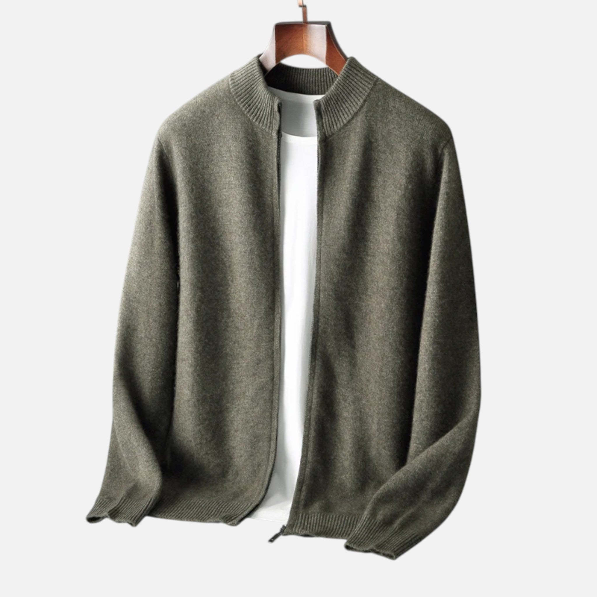 Veloire | Cardigan Homme – Élégance Zippée en Laine Mérinos