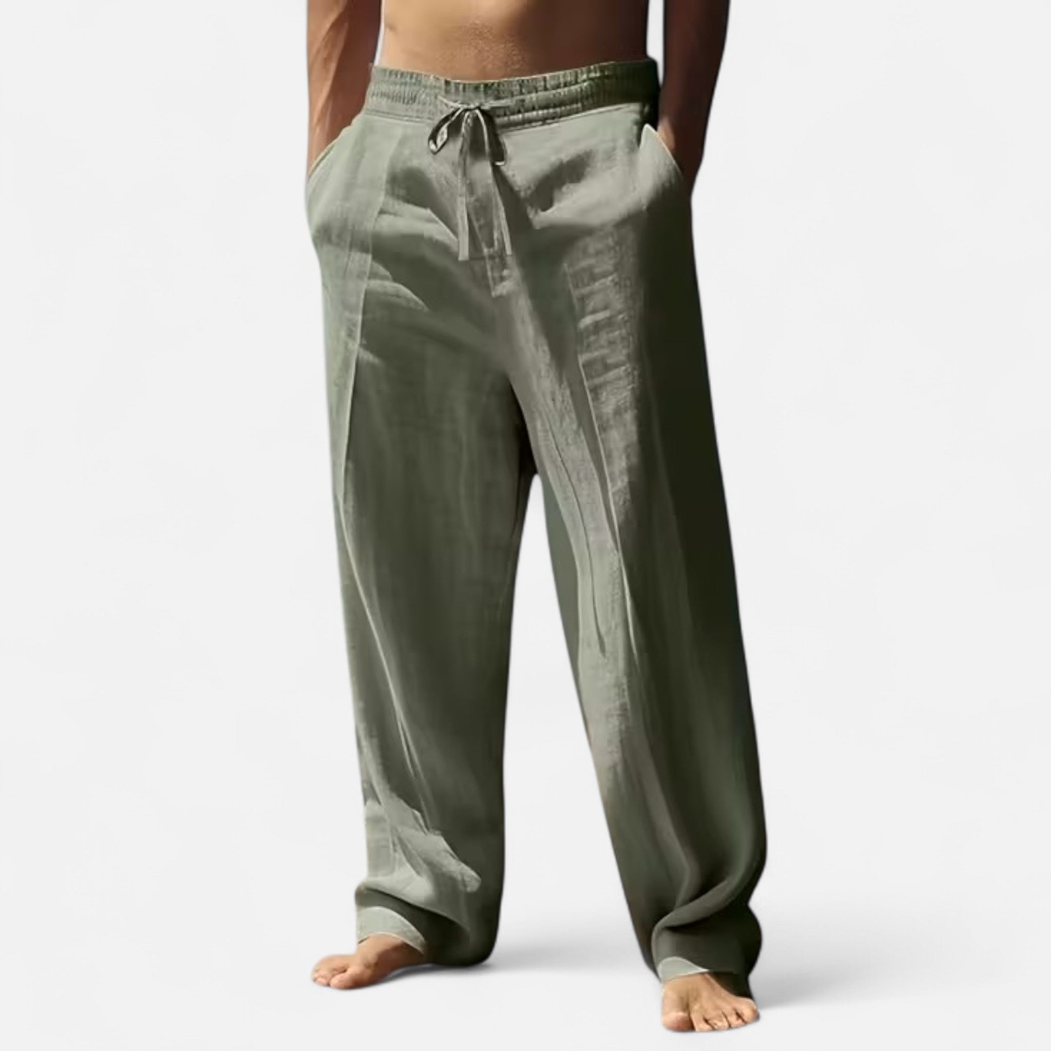 Veloire | Pantalon Homme en Lin – Élégance Décontractée Beige