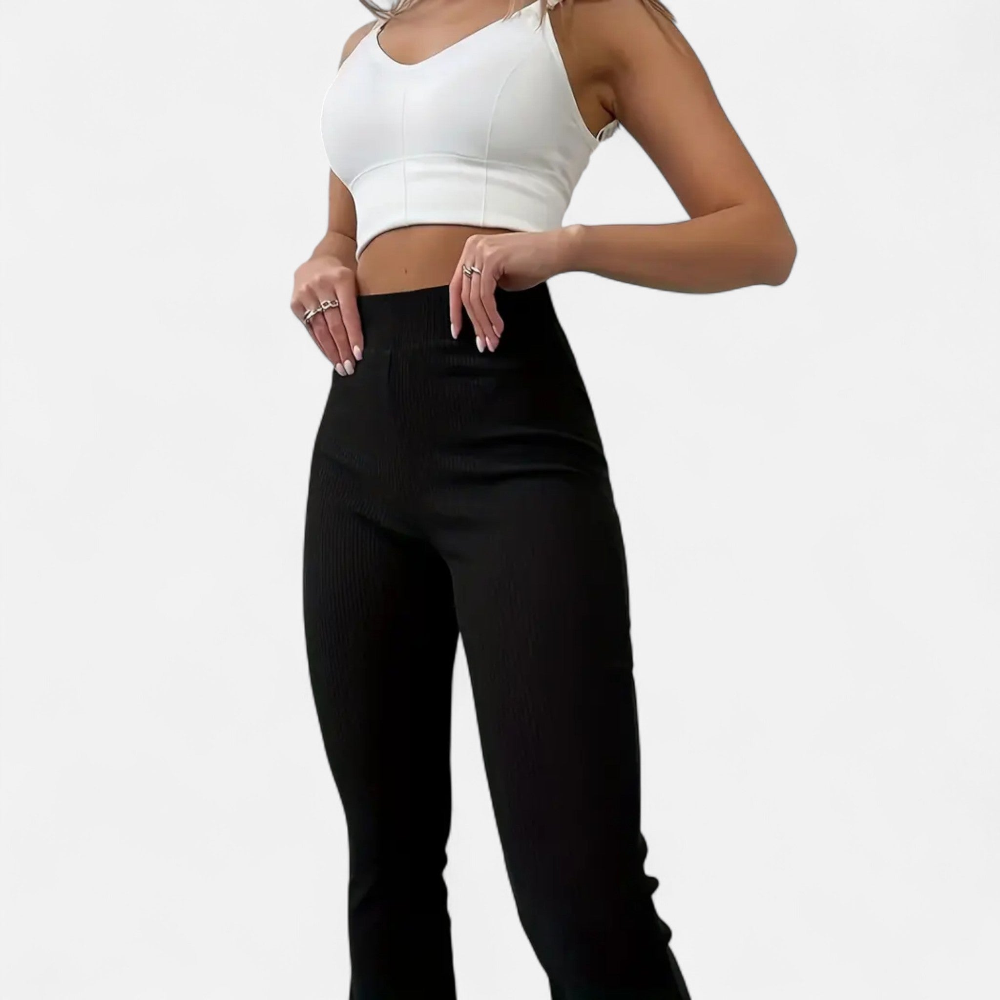 Veloire | Leggings Femme – Élégance Côtelée Taille Haute