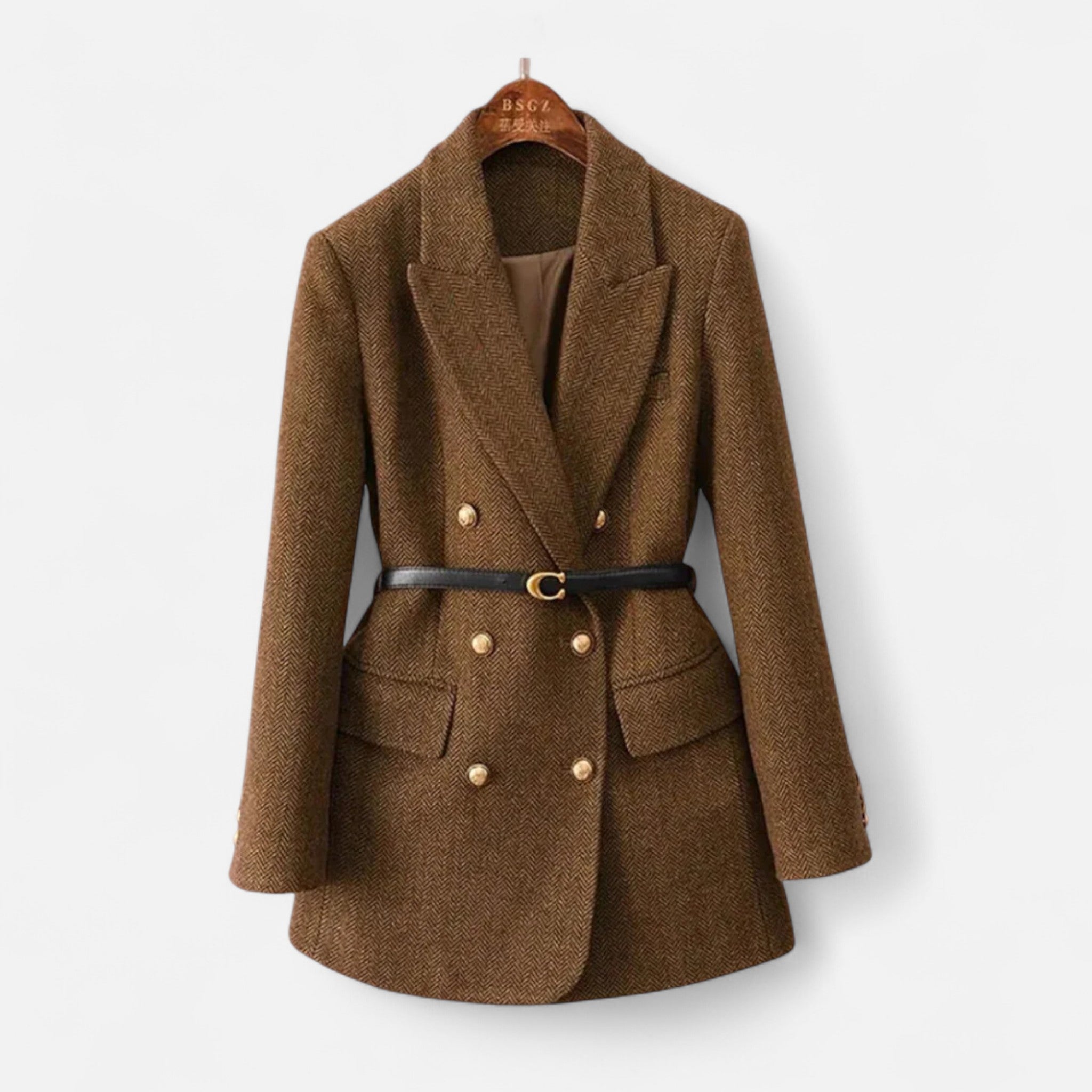 Veloire | Manteau en Tweed Femme – Élégance Croisée Intemporelle
