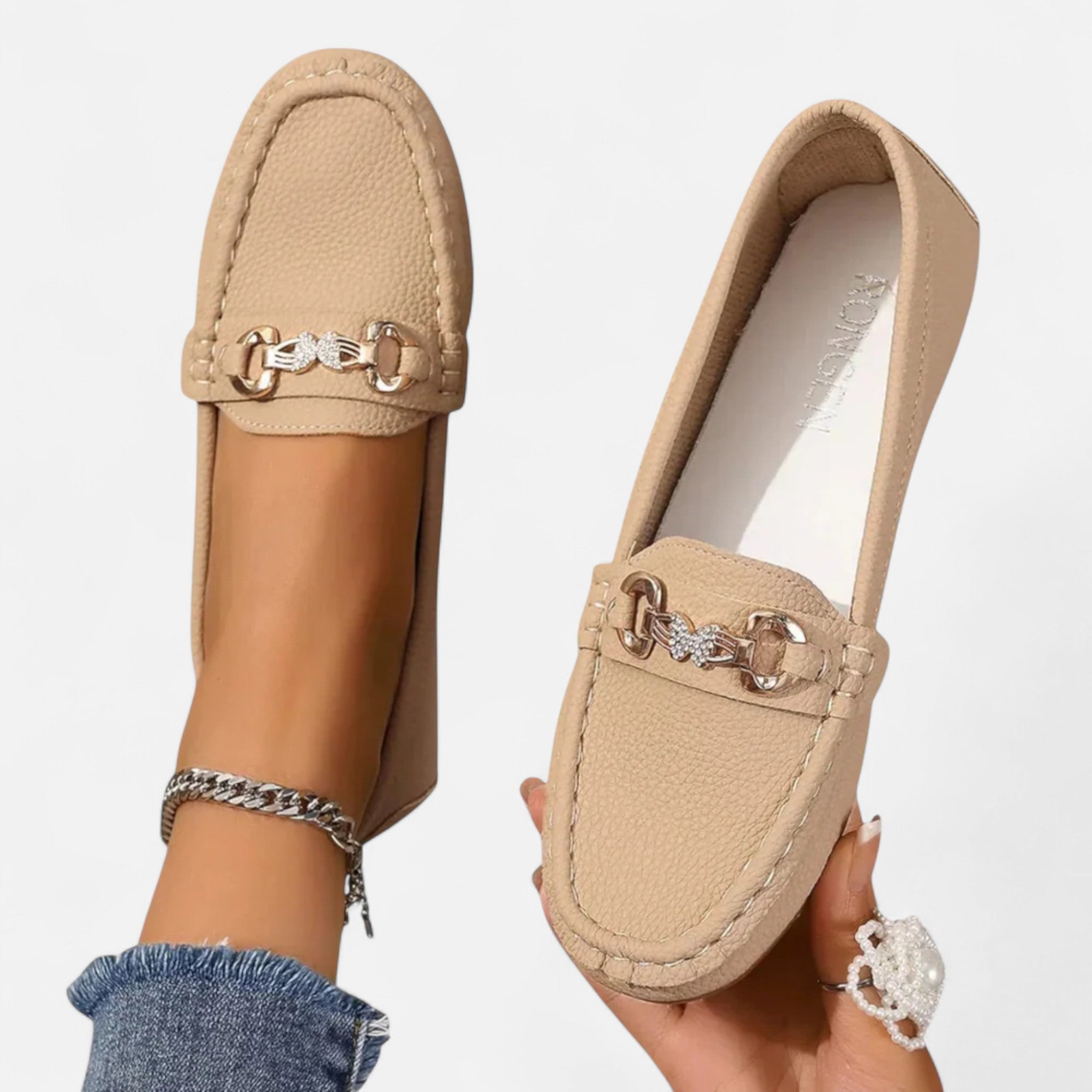 Veloire | Mocassins Femme – Élégance Métallique Raffinée