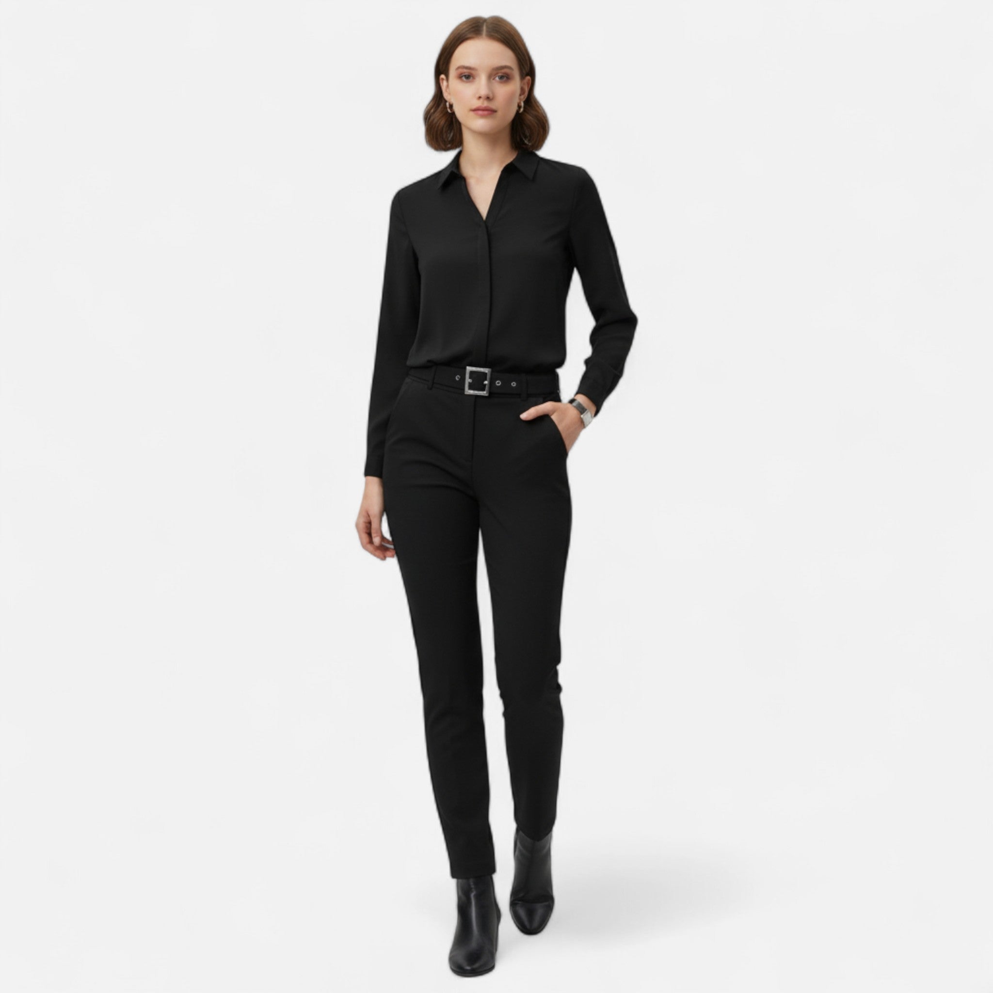Veloire | Blouse Femme – Élégance à Col V Boutonné
