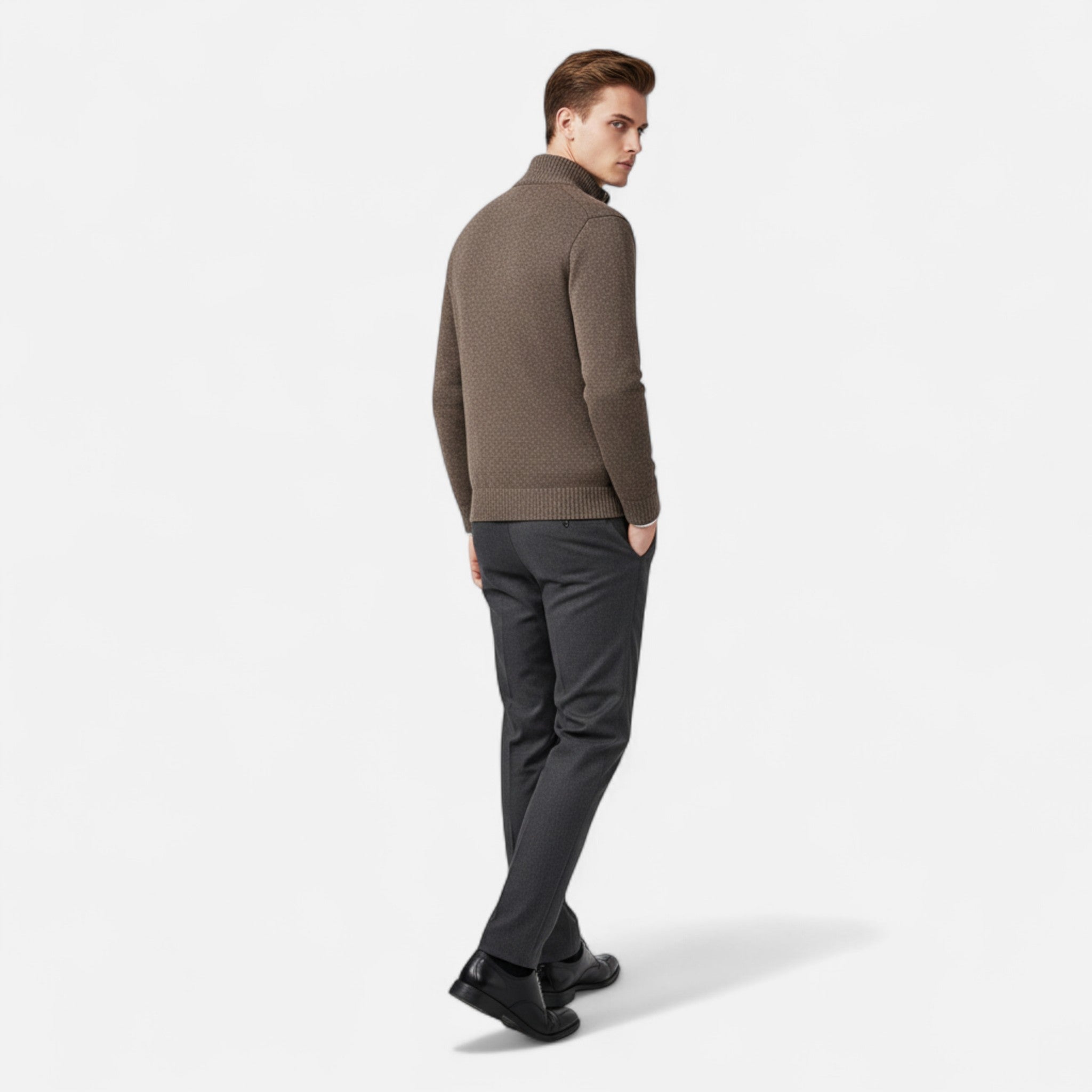 Veloire | Cardigan en Maille Homme – Élégance Raffinée à Col Montant
