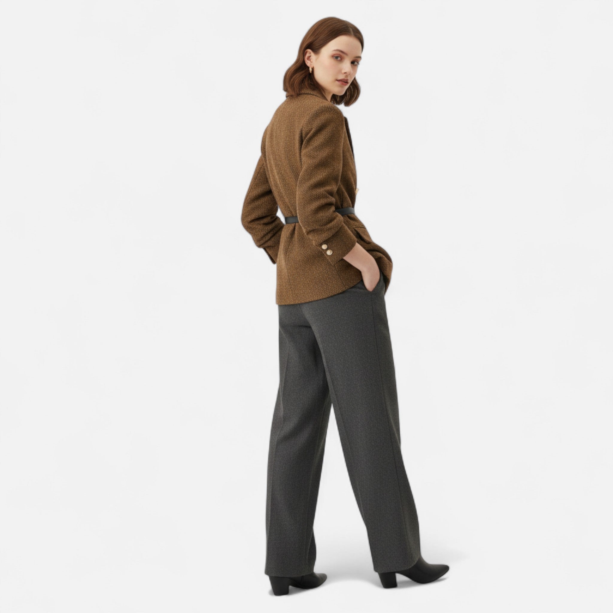 Veloire | Manteau en Tweed Femme – Élégance Croisée Intemporelle