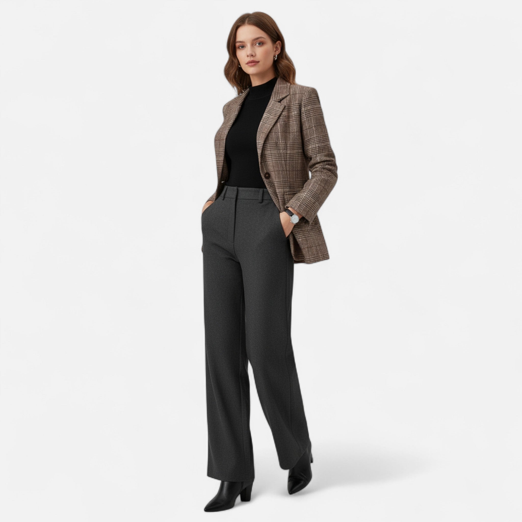 Veloire | Blazer à Carreaux Femme – Héritage à Simple Boutonnage