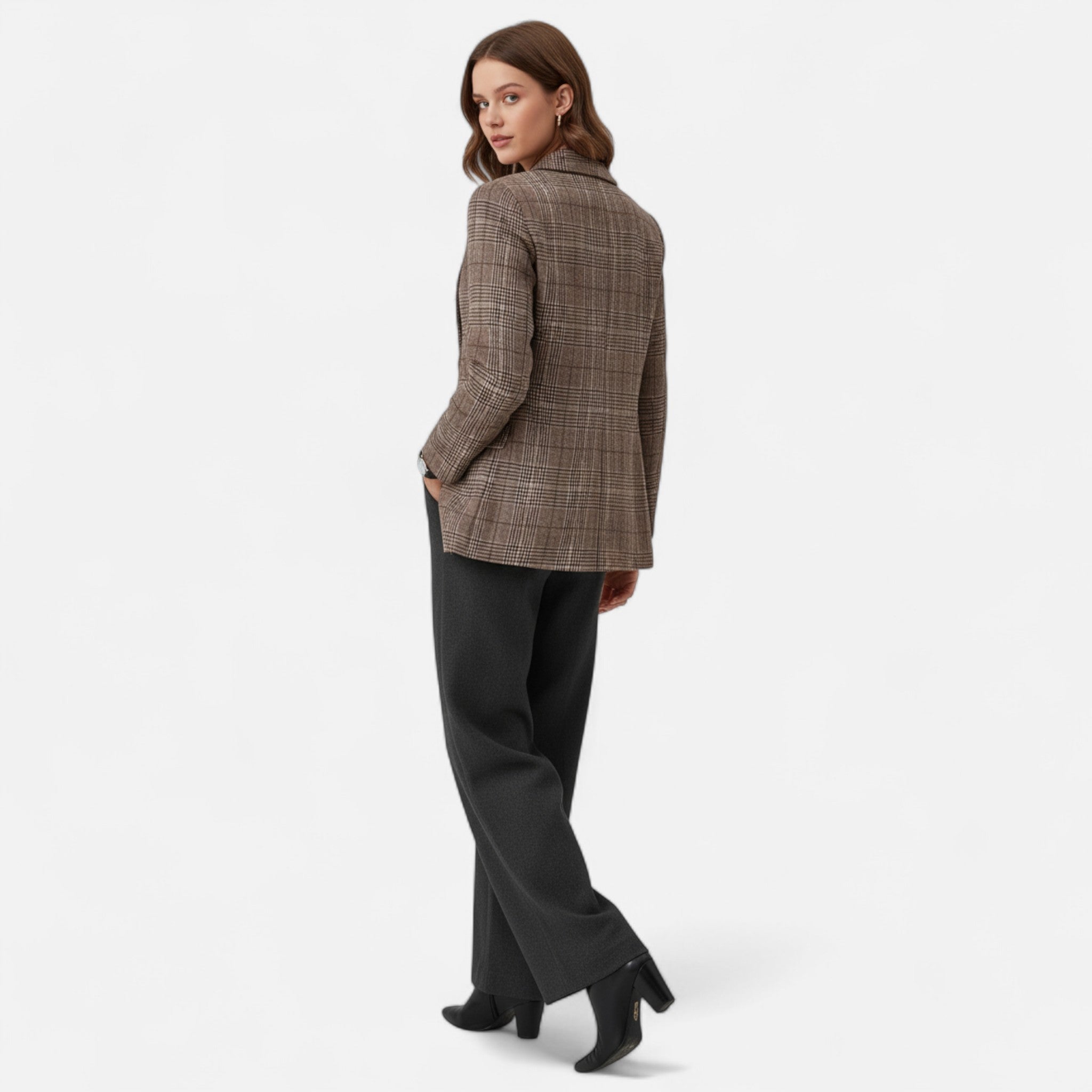 Veloire | Blazer à Carreaux Femme – Héritage à Simple Boutonnage