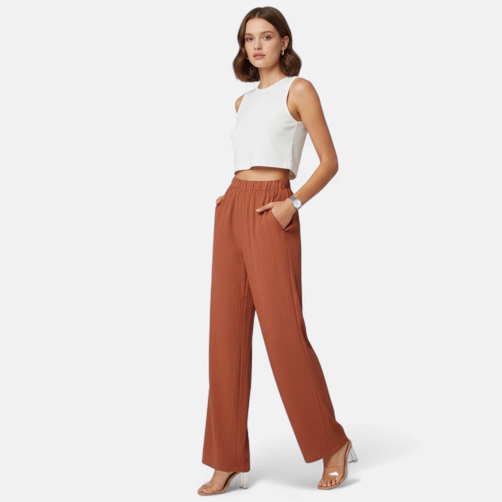Veloire | Pantalon Femme à Jambe Droite – Style Taille Haute Intemporel