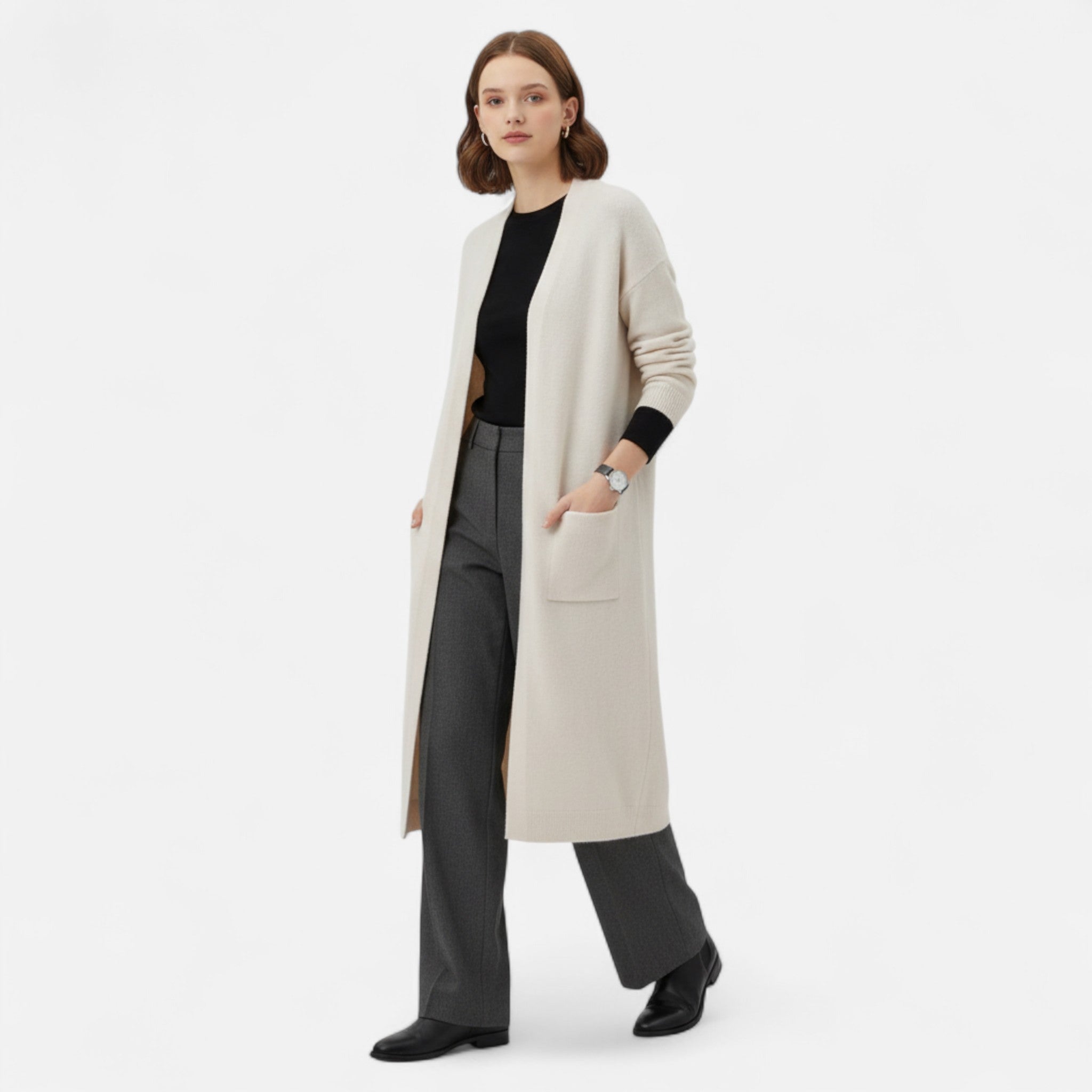 Veloire | Cardigan Ouvert Femme – Silhouette Longue et Intemporelle