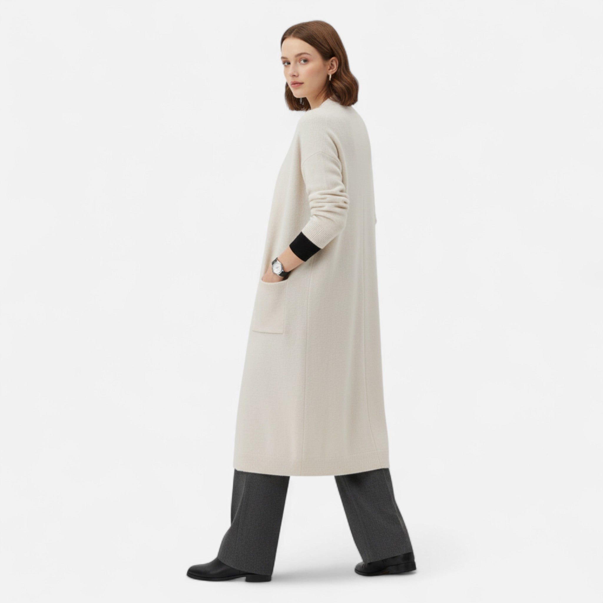 Veloire | Cardigan Ouvert Femme – Silhouette Longue et Intemporelle
