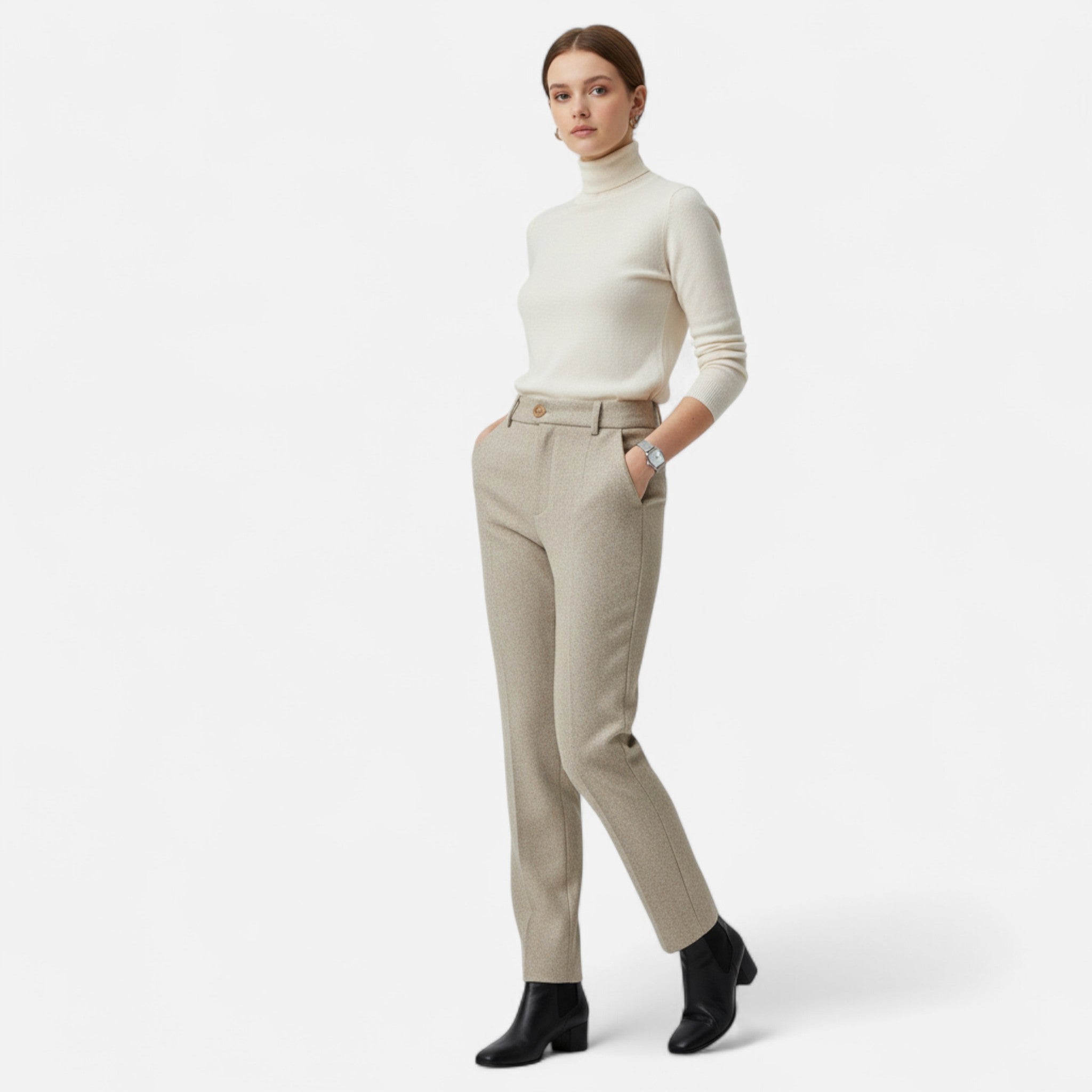 Veloire | Pantalon Crayon en Laine Femme – Élégance Taille Haute
