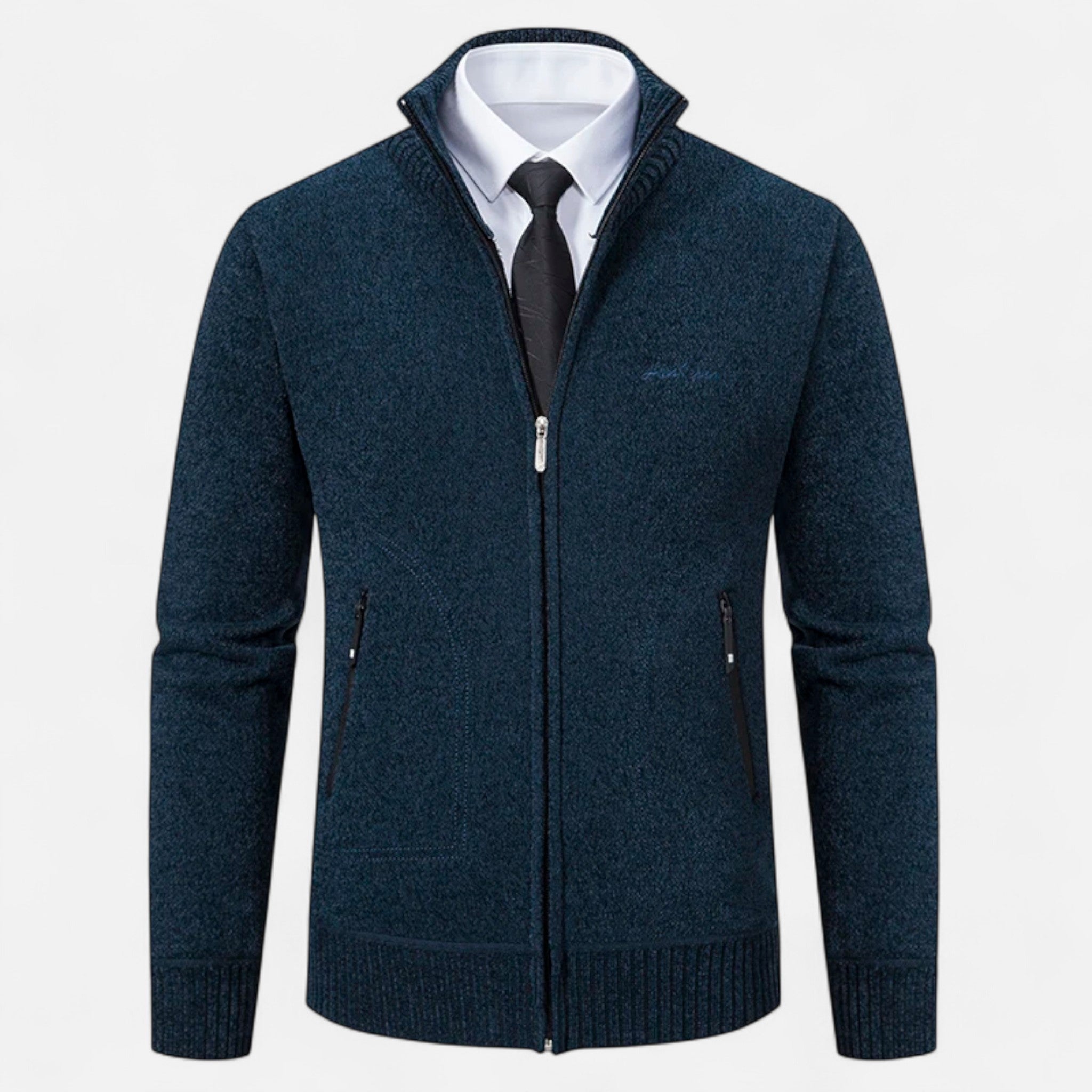 Veloire | Cardigan en Maille Homme – Élégance Raffinée à Col Montant