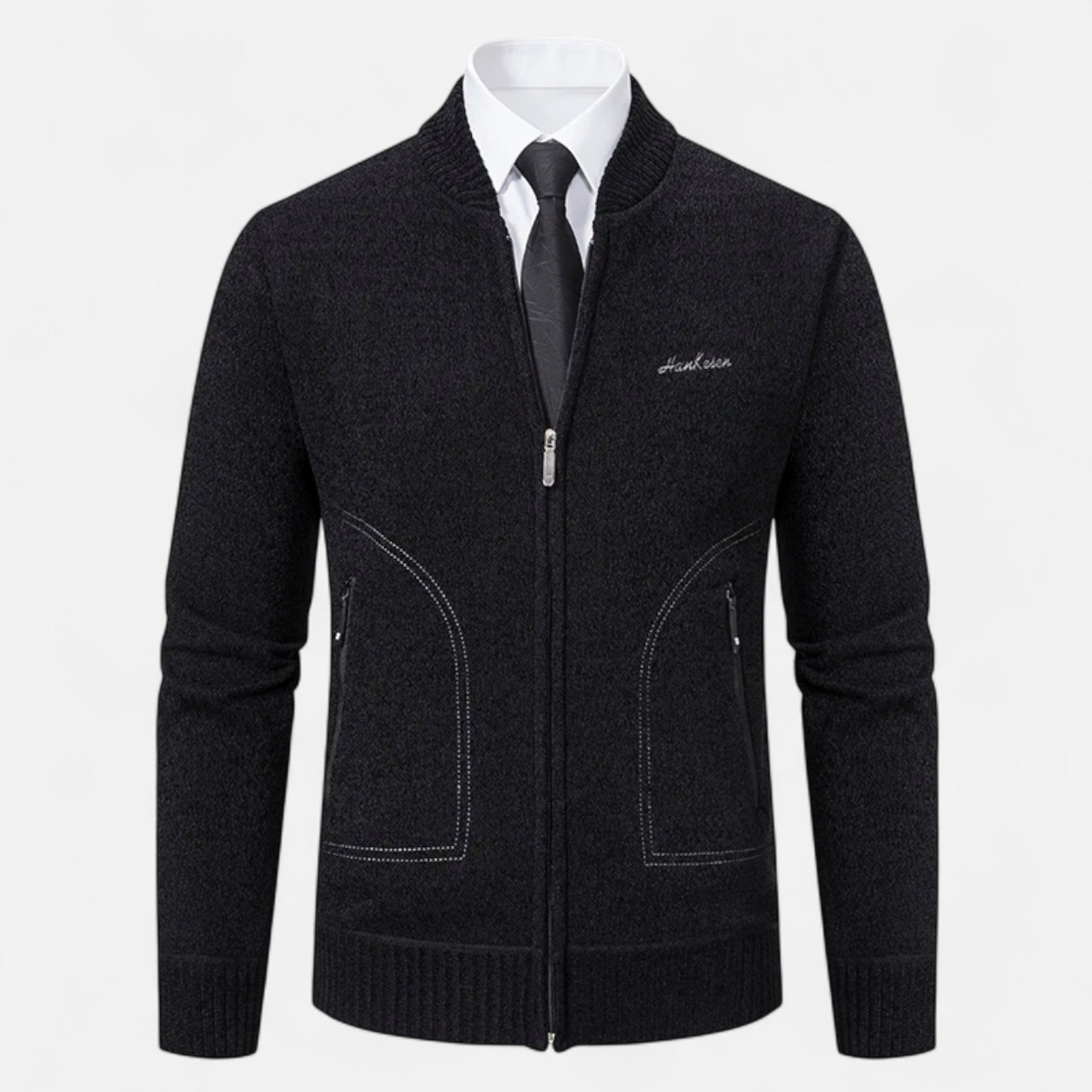 Veloire | Cardigan en Maille Homme – Élégance Raffinée à Col Montant
