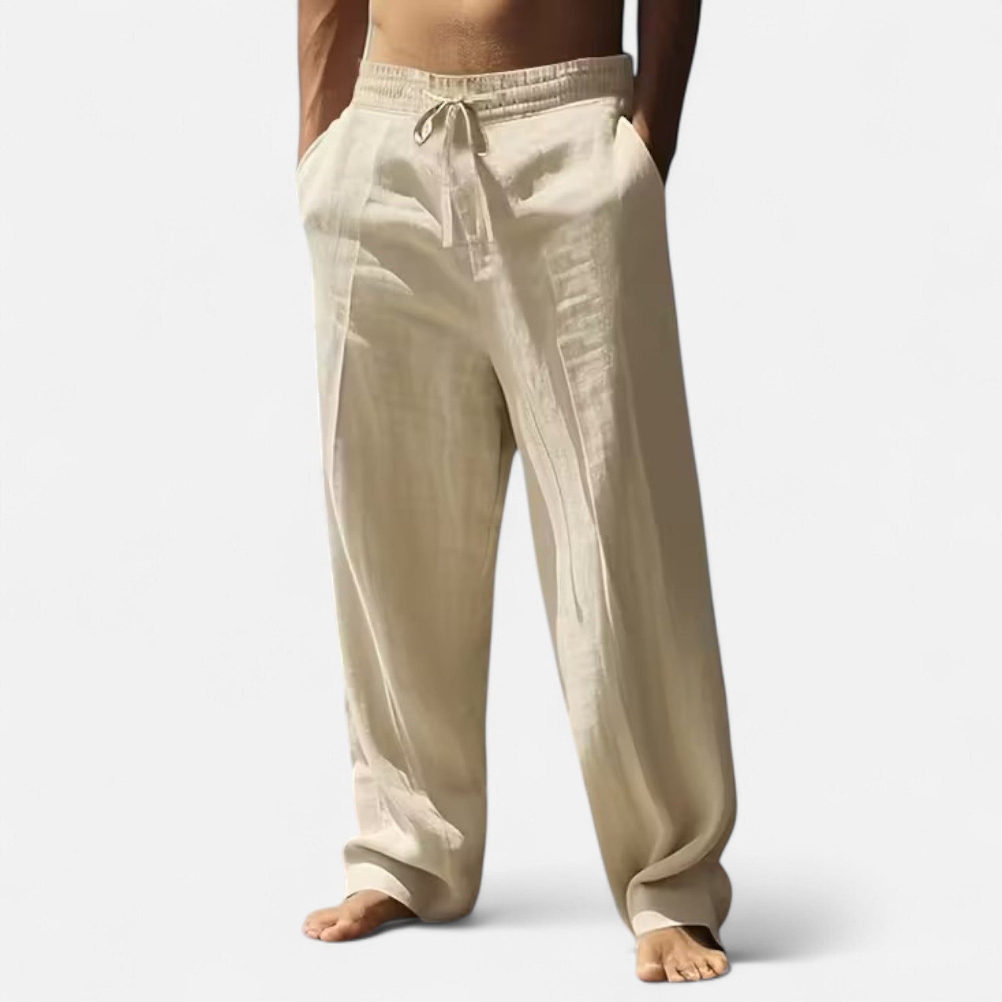 Veloire | Pantalon Homme en Lin – Élégance Décontractée Beige
